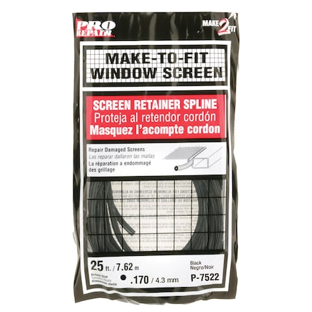 Prime-Line Screen Retainer Spline, 0.170 in., 25 ft., Black Single Pack P 7522